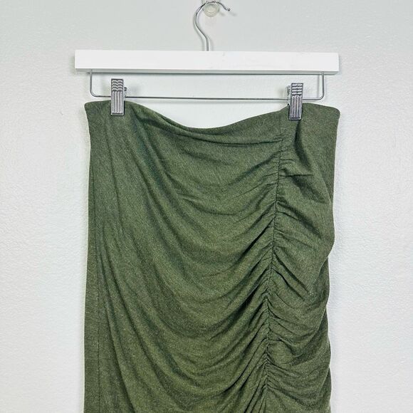 Ann Taylor Dark Green Ruched Long Knit Dress Skirt Size 8 - Picture 2 of 12